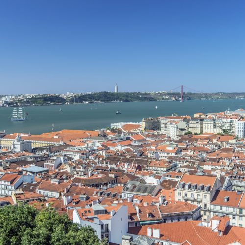 Aerial view of Lisbon cityscape, Lisbon, Portugal